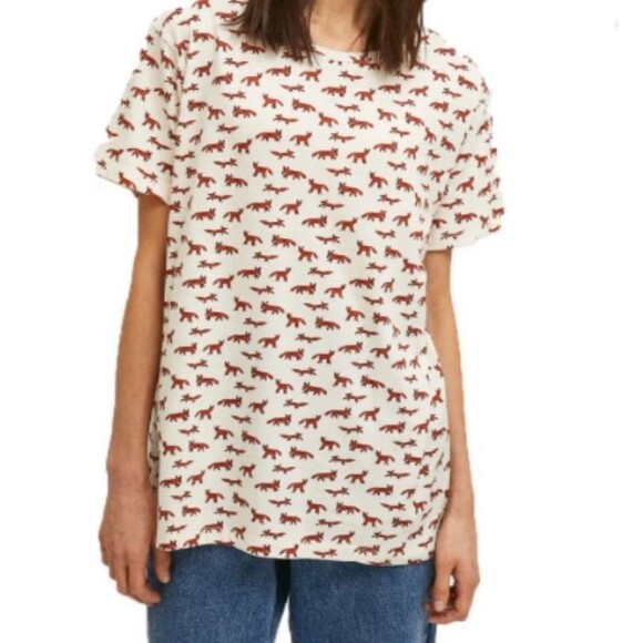 Compañía Fantástica Fox Print Short Sleeve T-Shirt Size M Cute Animal Tee - Picture 6 of 7